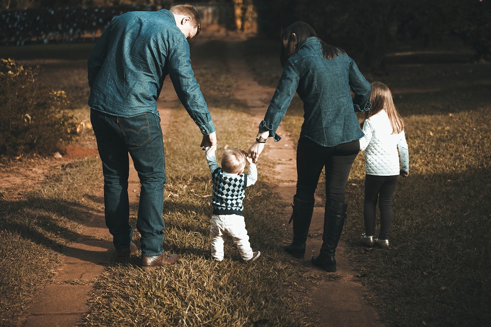 a family taking a walk
