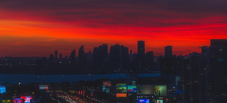Sunset view over Toronto skyline