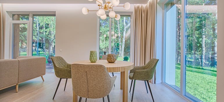 a well-lit dining area