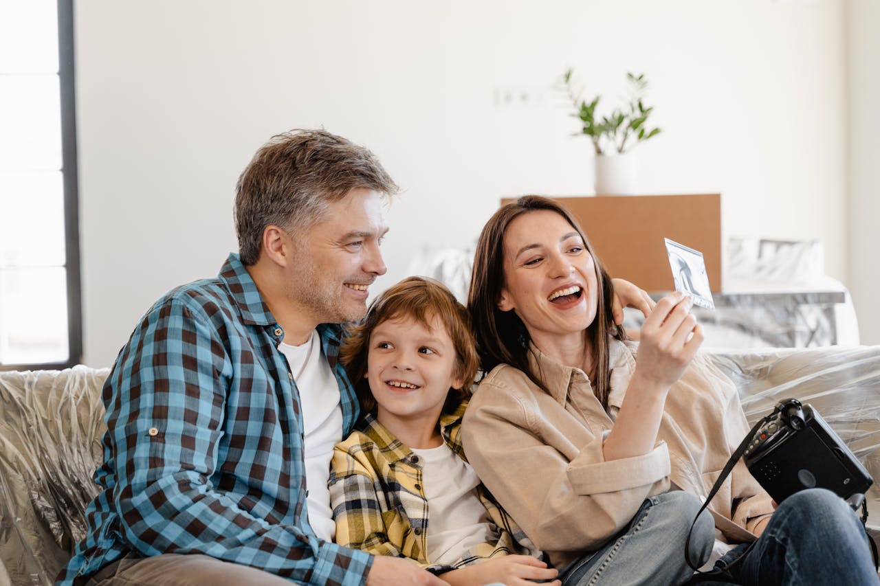 a family in a new home