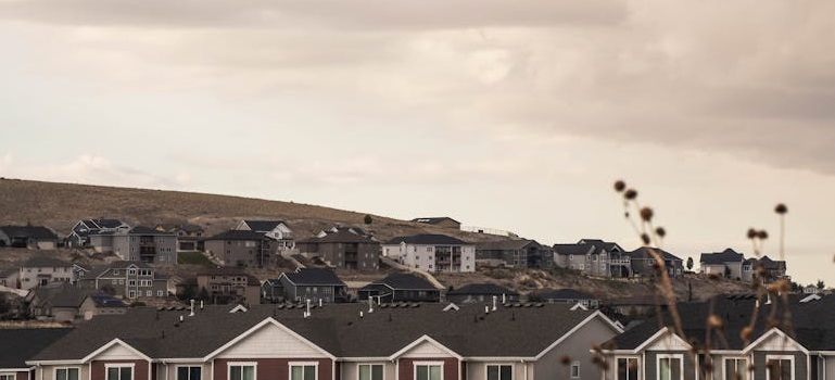 Hillside view of a modern suburban development.