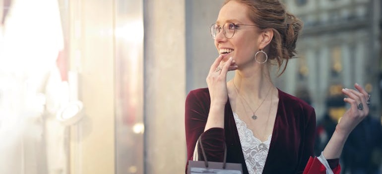 Woman enjoying shopping in Vaughan city center