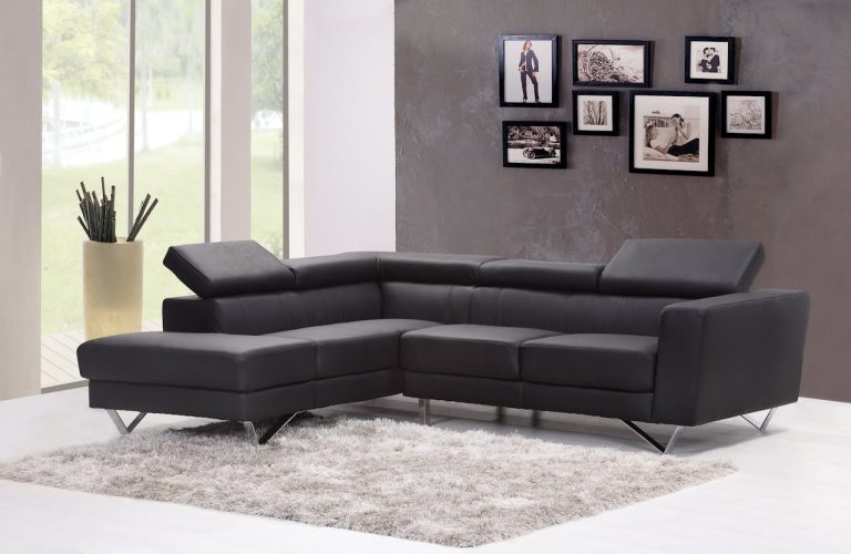 a large black sofa