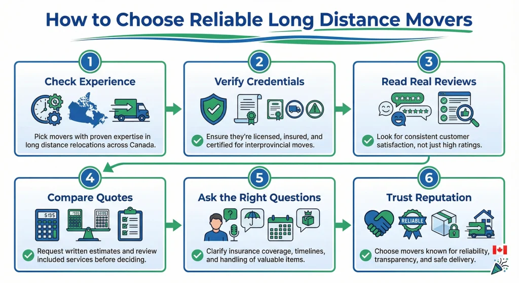 A strategic guide illustrating key steps on how to choose reliable long distance movers for interstate relocations.