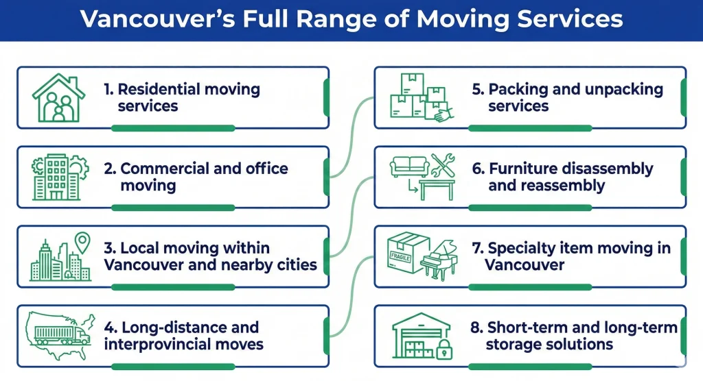Professional team handling packing, loading, and specialized transport to showcase Vancouver's full range of moving services.
