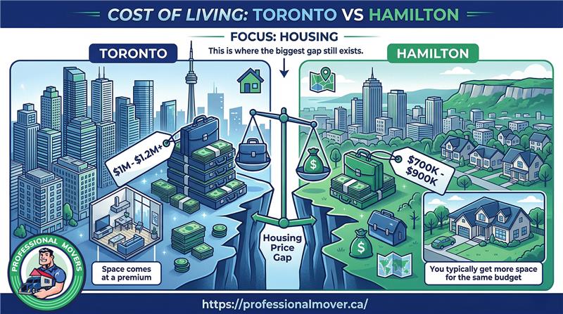 A detailed financial breakdown comparing the cost of living Toronto vs Hamilton, designed to help families and professionals accurately budget for their upcoming relocation.