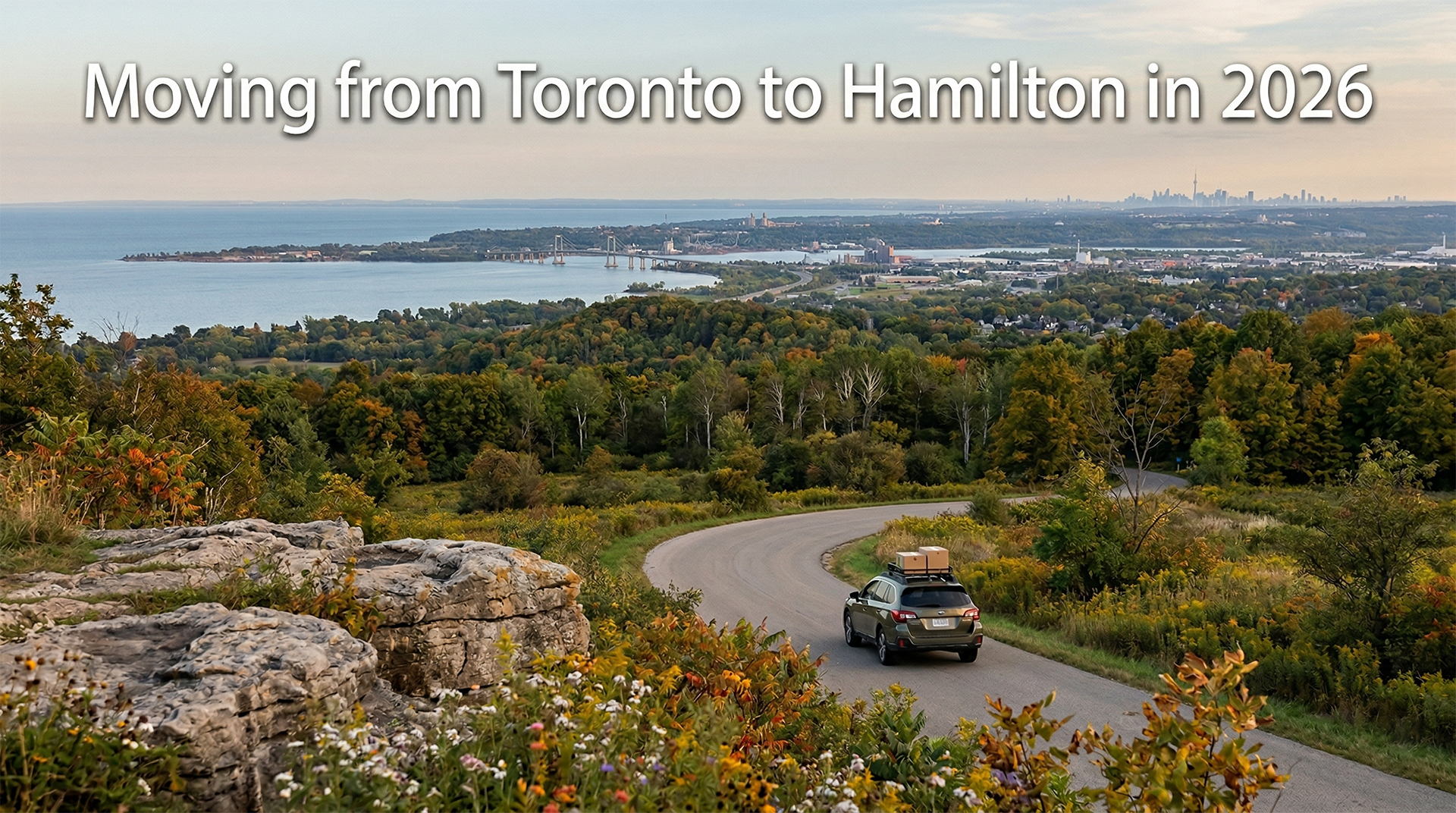 A strategic relocation guide and route map highlighting the logistics of moving from Toronto to Hamilton for families and professionals transitioning out of the GTA.
