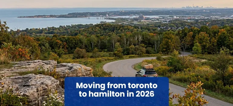 A strategic relocation guide and route map highlighting the logistics of moving from Toronto to Hamilton for families and professionals transitioning out of the GTA.