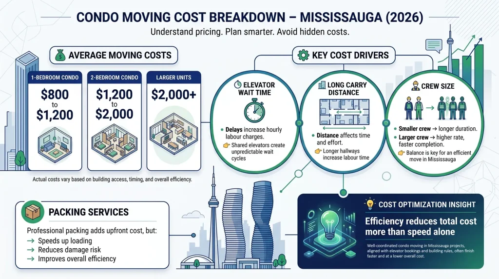 Comprehensive high-rise relocation expense analysis and transparent condo moving cost breakdown - Mississauga detailing hourly labour rates, potential delay fees, and accurate budgeting for local logistics.