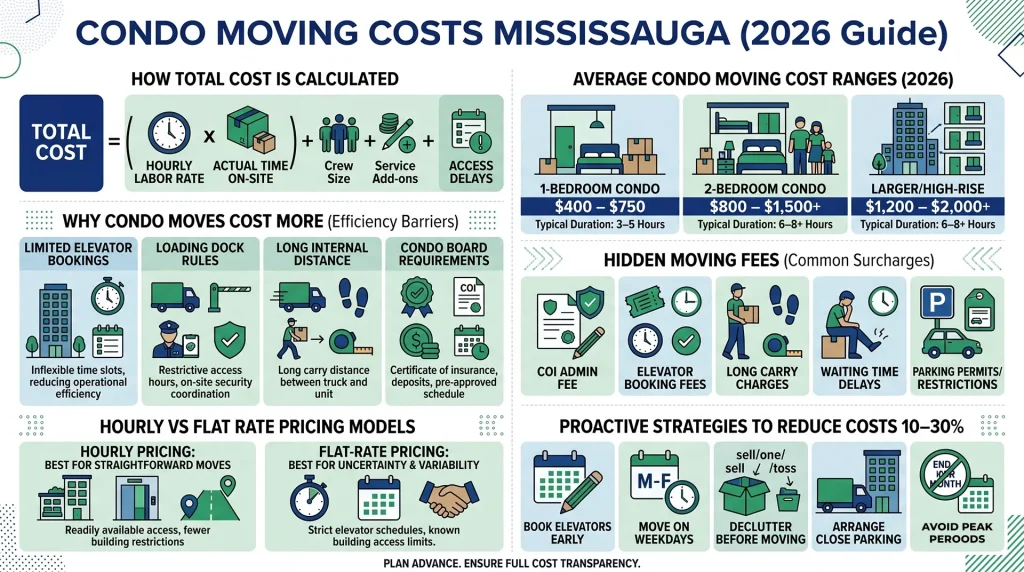 Strategic landscape-formatted financial analysis detailing exact condo moving costs in Mississauga to ensure transparent budget planning and seamless high-rise relocation logistics.