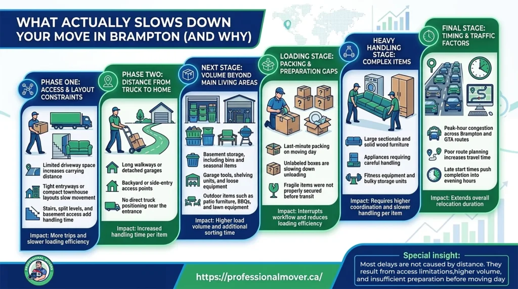 Key factors explaining what actually slows down your move in Brampton and how to proactively avoid common local relocation delays.
