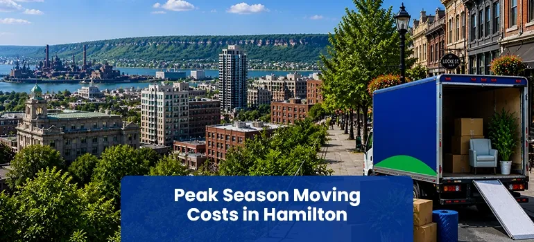Strategic landscape formatted real photography asset detailing summer transition budgeting and peak season moving costs in Hamilton through accurate local transit logistics and exact estimate planning