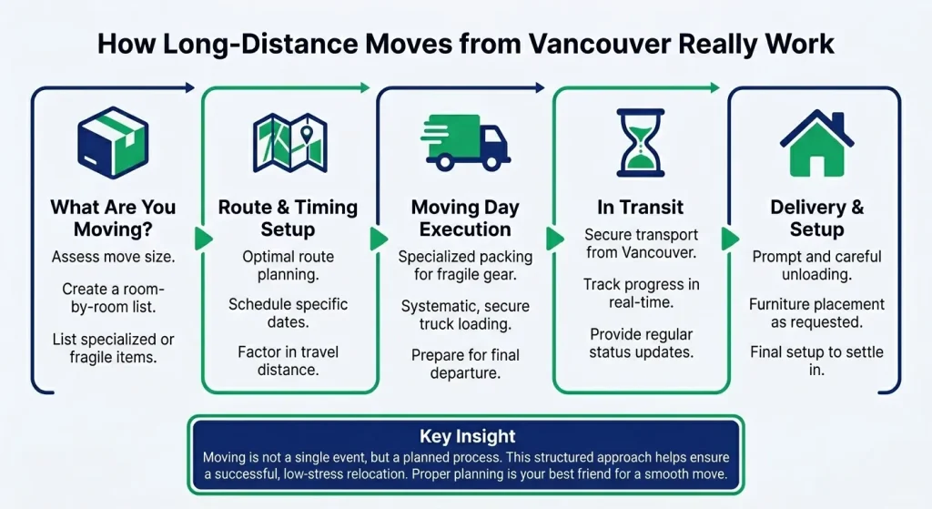 Strategic logistics breakdown detailing interprovincial transit planning and understanding long-distance relocation from Vancouver for seamless cross-country residential transitions.