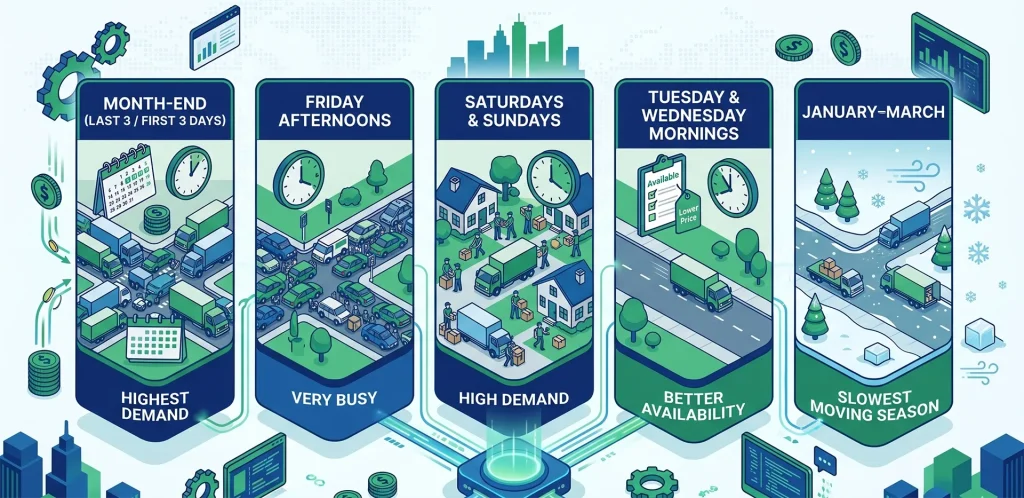 When you move can affect pricing for local and long-distance moves.