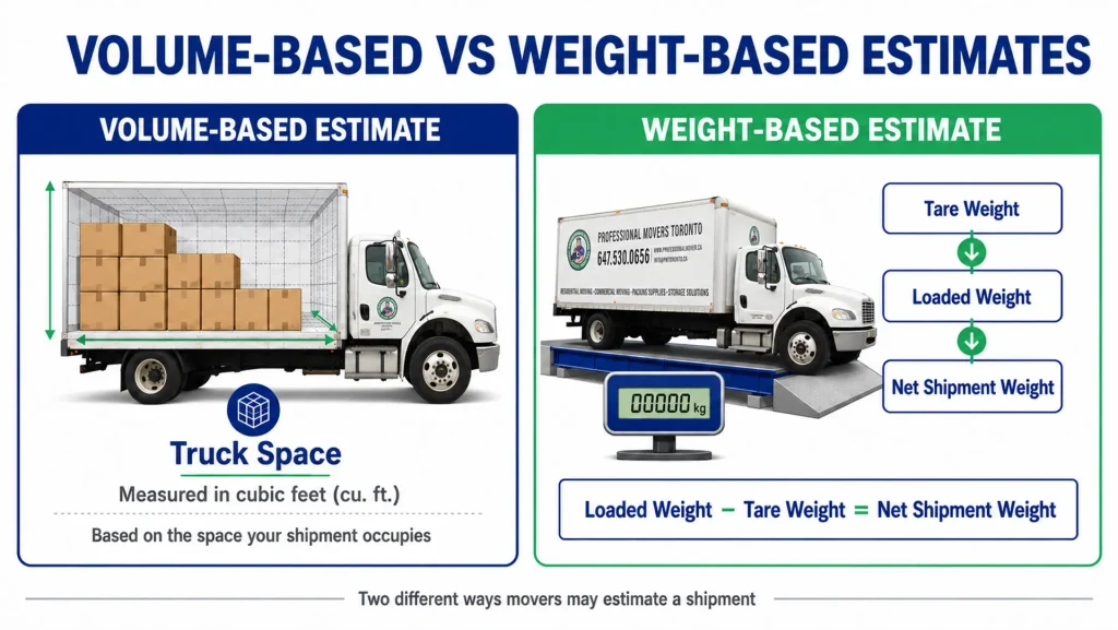 Volume-based and weight-based estimates for a long-distance household move