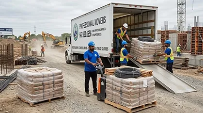Loaded Skids Transferred Between Two Construction Sites